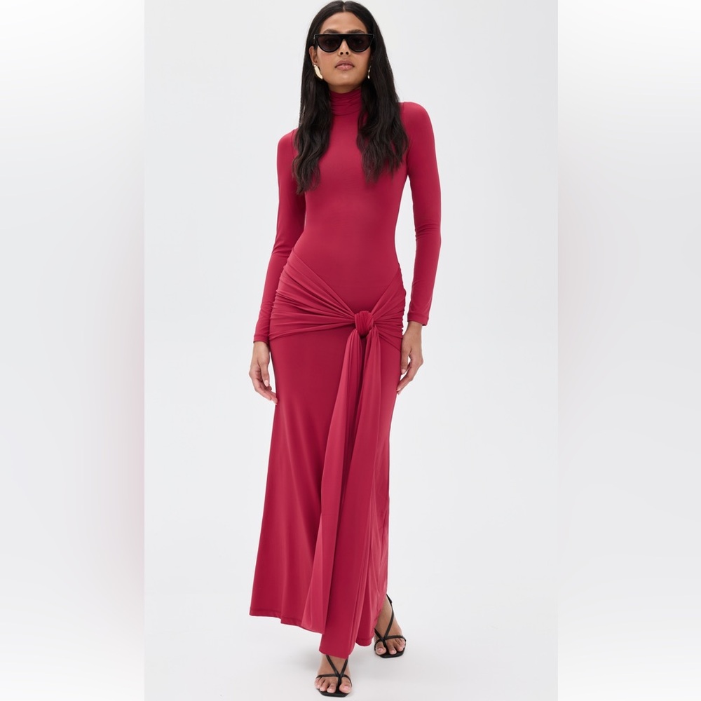 Bardot Long Sleeve Dress in Red